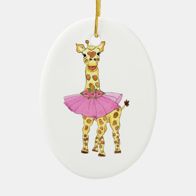Giraffe in Tutu Ceramic Tree Decoration (Front)