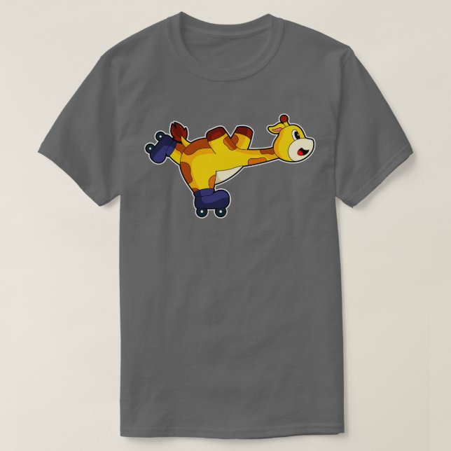 Giraffe Inline skating Roller skates T-Shirt (Design Front)