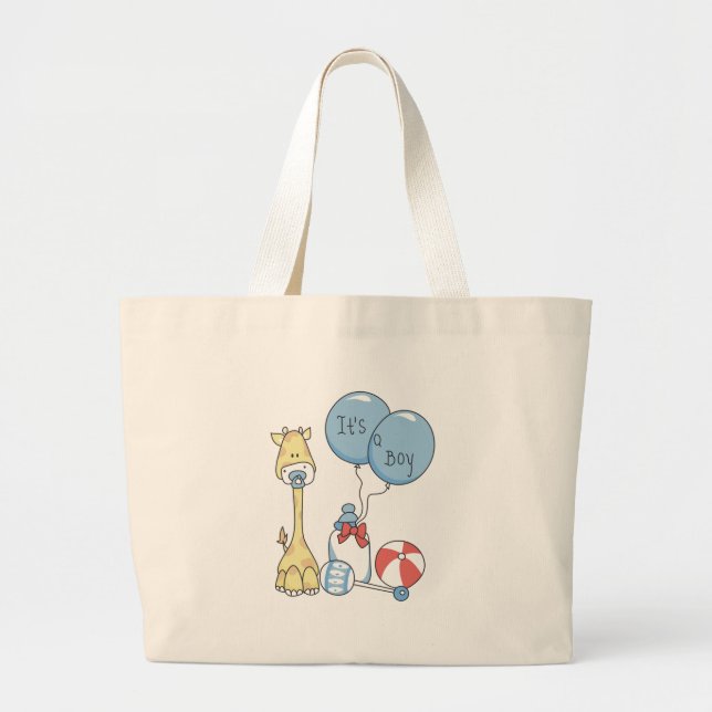 Giraffe It's a Boy Large Tote Bag (Front)