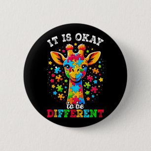 Giraffe It's Ok To Be Different Autism Awareness 6 Cm Round Badge