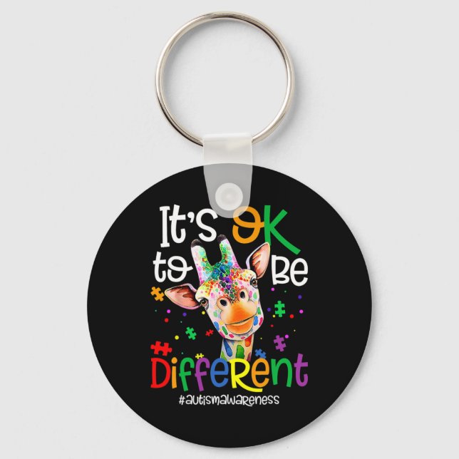 Giraffe It's Okay To Be Different Autism Awareness Key Ring (Front)