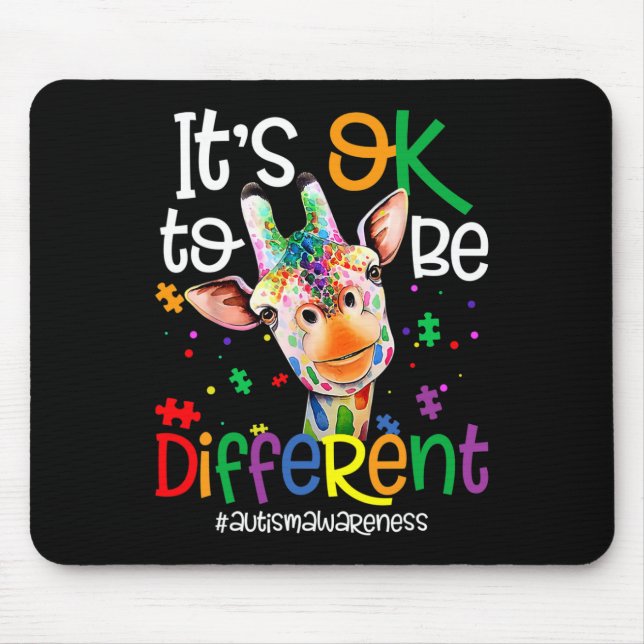 Giraffe It's Okay To Be Different Autism Awareness Mouse Mat (Front)