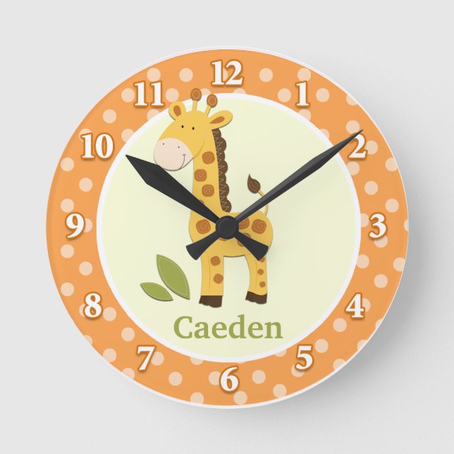 Giraffe Jungle Adventure (Orange) Wall Clock (Front)