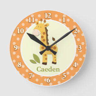 Giraffe Jungle Adventure (Orange) Wall Clock