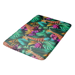 Giraffe Jungle Dreams Seamless Surface Pattern Bath Mat