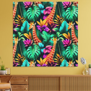 Giraffe Jungle Dreams Seamless Surface Pattern Canvas Print