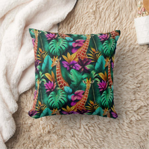 Giraffe Jungle Dreams Seamless Surface Pattern Cushion