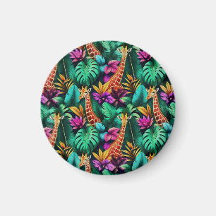 Giraffe Jungle Dreams Seamless Surface Pattern Magnet