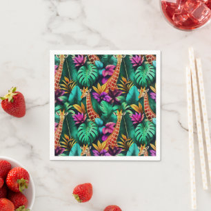 Giraffe Jungle Dreams Seamless Surface Pattern Napkin