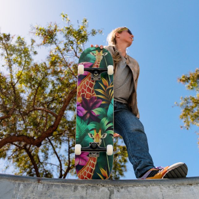 Giraffe Jungle Dreams Seamless Surface Pattern Skateboard (Outdoor 1)