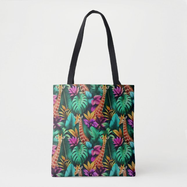 Giraffe Jungle Dreams Seamless Surface Pattern Tote Bag (Front)