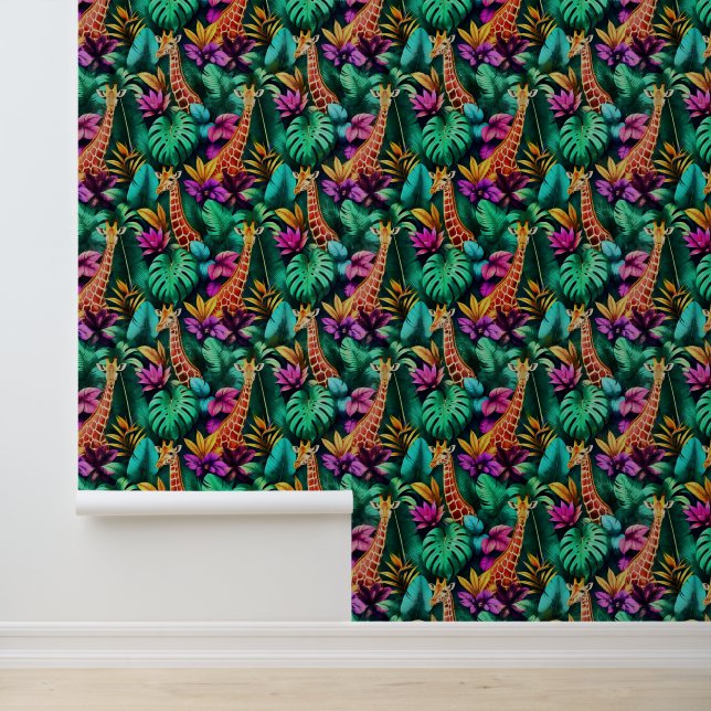 Giraffe Jungle Dreams Seamless Surface Pattern Wallpaper (Application)