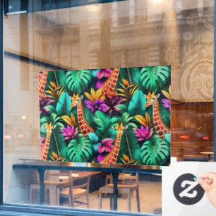 Giraffe Jungle Dreams Seamless Surface Pattern Window Cling
