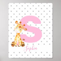 Giraffe Jungle Personalized Name Girl Baby Nursery