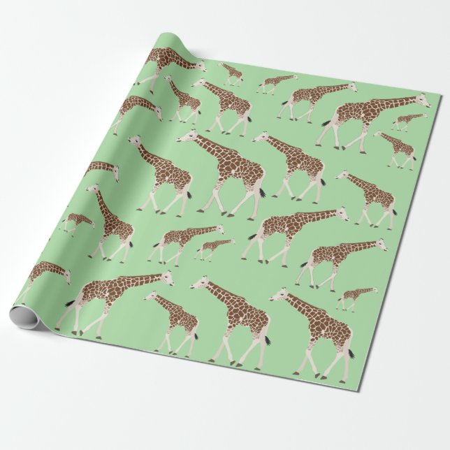 Giraffe Jungle Safari Animal Wrapping Paper (Unrolled)