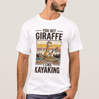 Giraffe Kayaking Vintage Funny T-Shirt Design_1