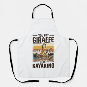 Giraffe Kayaking Vintage Funny T-Shirt Design_1 Apron