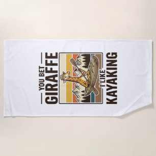 Giraffe Kayaking Vintage Funny T-Shirt Design_1 Beach Towel