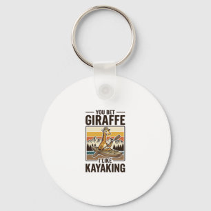Giraffe Kayaking Vintage Funny T-Shirt Design_1 Key Ring
