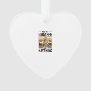 Giraffe Kayaking Vintage Funny T-Shirt Design_1 Ornament