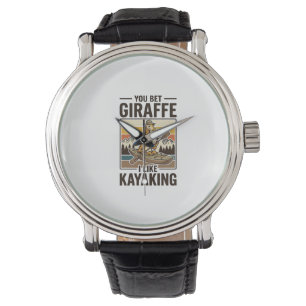 Giraffe Kayaking Vintage Funny T-Shirt Design_1 Watch