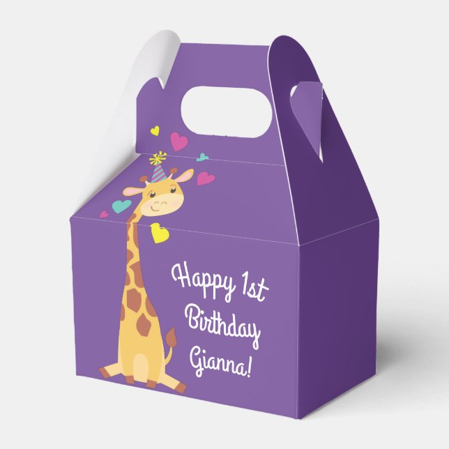Giraffe Kids Birthday Party Cute Favour Box (Back Side)