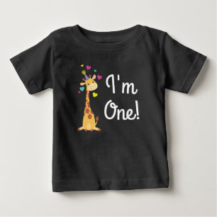 Giraffe Kids Birthday Party Cute I'm One Baby T-Shirt