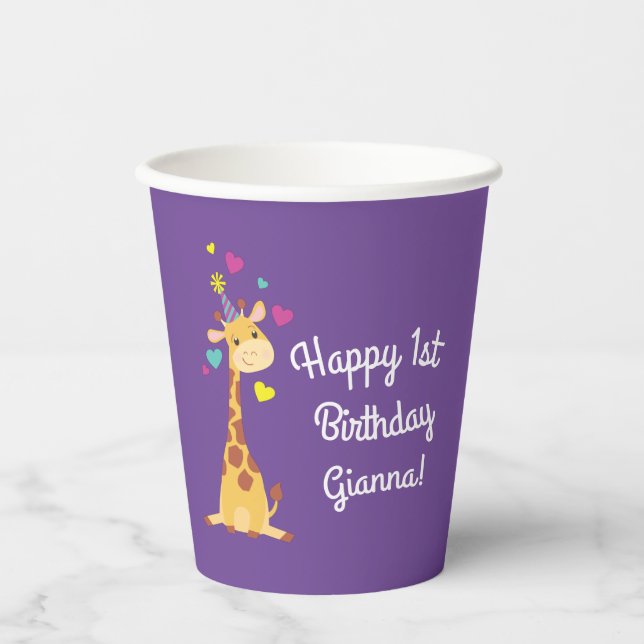 Giraffe Kids Birthday Party Cute  Paper Cups (Front)