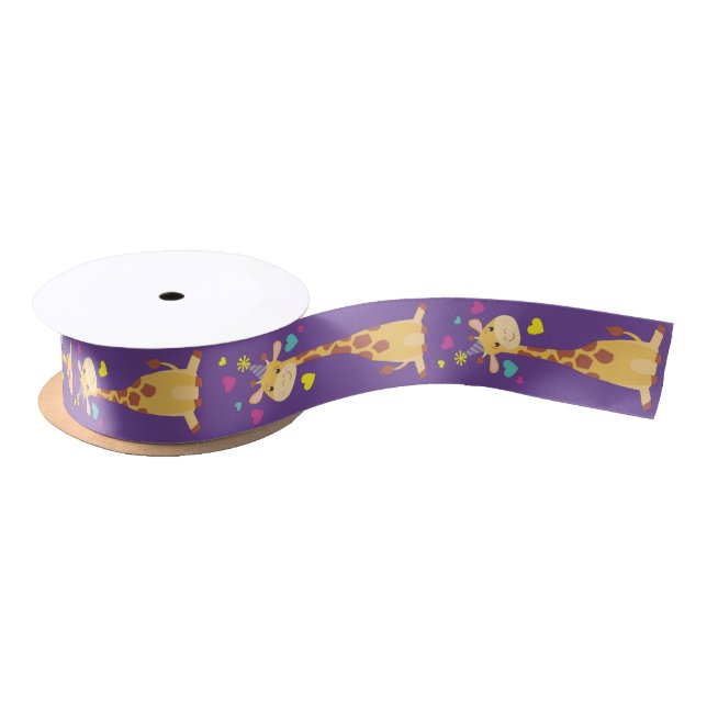 Giraffe Kids Birthday Party Cute Satin Ribbon (Spool)