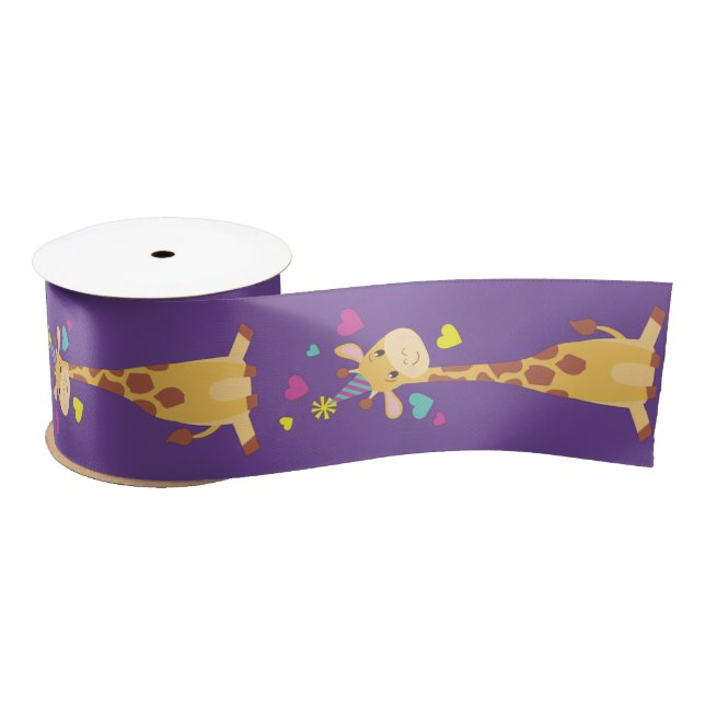 Giraffe Kids Birthday Party Cute Satin Ribbon (Spool)