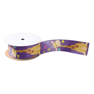 Giraffe Kids Birthday Party Cute Satin Ribbon