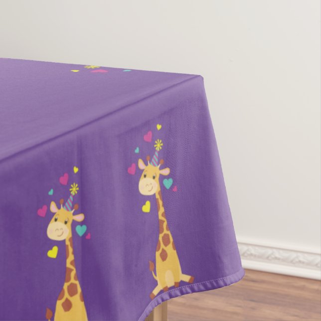 Giraffe Kids Birthday Party Cute Tablecloth (In Situ)