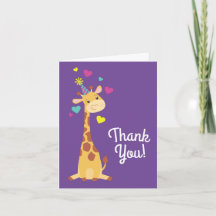 Giraffe Kids Birthday Party Cute Thank You