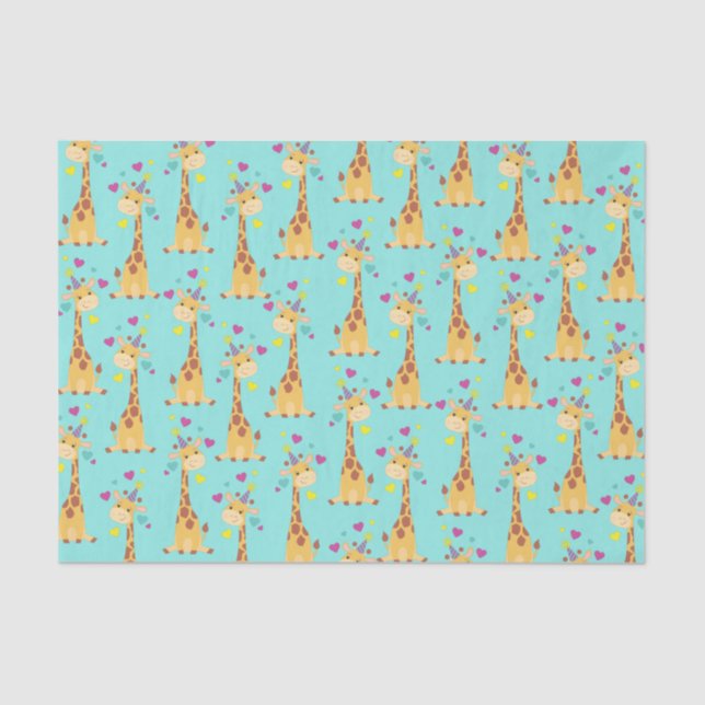 Giraffe Kids Birthday Party Cute Tissue Paper (Front)