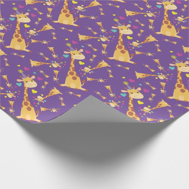 Giraffe Kids Birthday Party Cute Wrapping Paper (Corner)