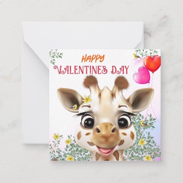 Giraffe Kids Classroom Valentine Cards (Front)