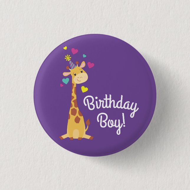 Giraffe Kids Party Cute Birthday Boy 3 Cm Round Badge (Front)