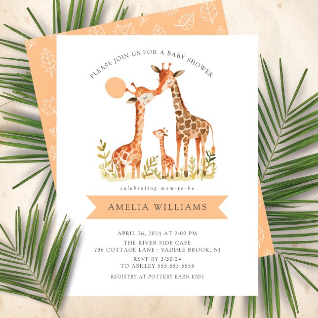 Giraffe Kisses Baby Shower Invitation (Creator Uploaded)
