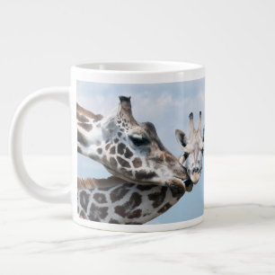 Giraffe Kisses Her Calf Large Coffee Mug