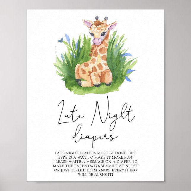 Giraffe \ Late night diapers game Poster (Front)