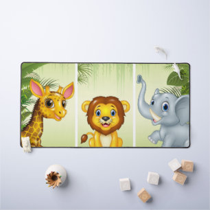 Giraffe Lion and Elephant  Desk Mat
