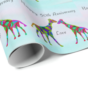 Giraffe Love 50th Anniversary Wrapping Paper