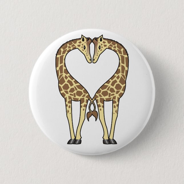 Giraffe Love 6 Cm Round Badge (Front)