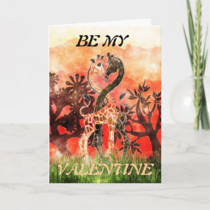 Giraffe Love - Be My Valentine Holiday Card