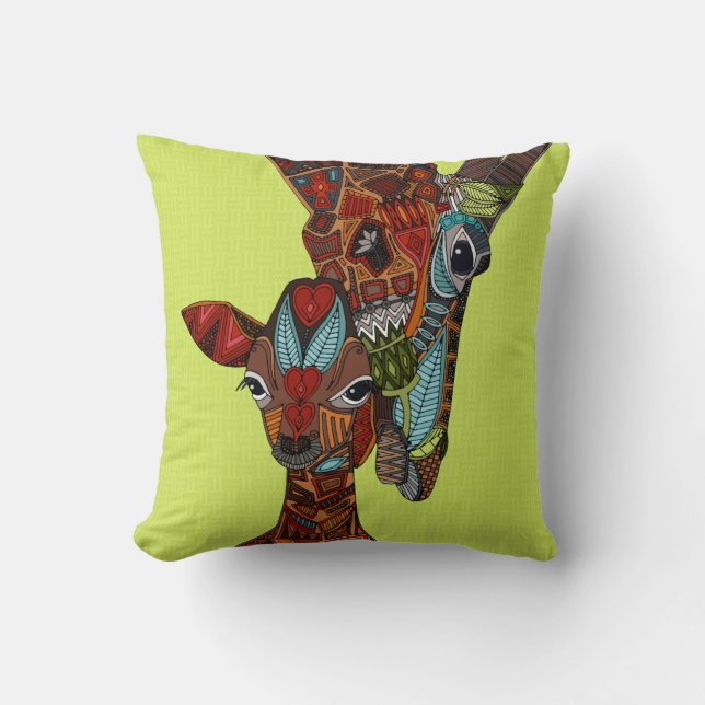 giraffe love chartreuse cushion (Front)