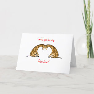 Giraffe Love Heart Valentine's Card