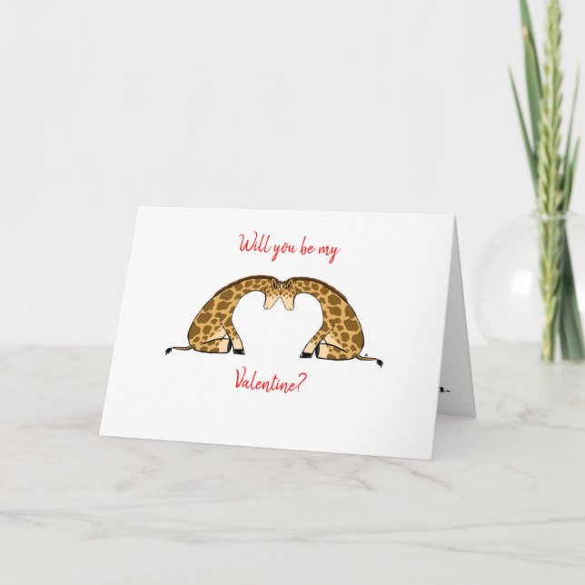 Giraffe Love Heart Valentine's Card (Front)