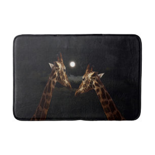 Giraffe Love In The Moonlight, Bath Mat