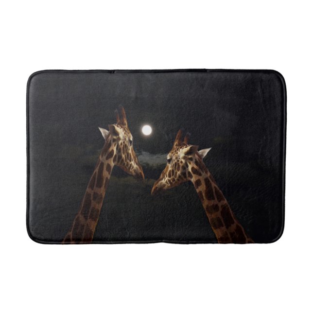 Giraffe Love In The Moonlight, Bath Mat (Front)