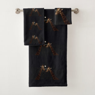 Giraffe Love In The Moonlight, Bath Towel Set
